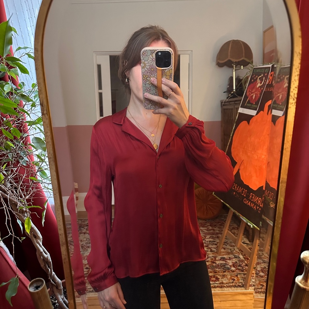 (SOLD ELSEWHERE) Banana Republic Red Satin Blouse